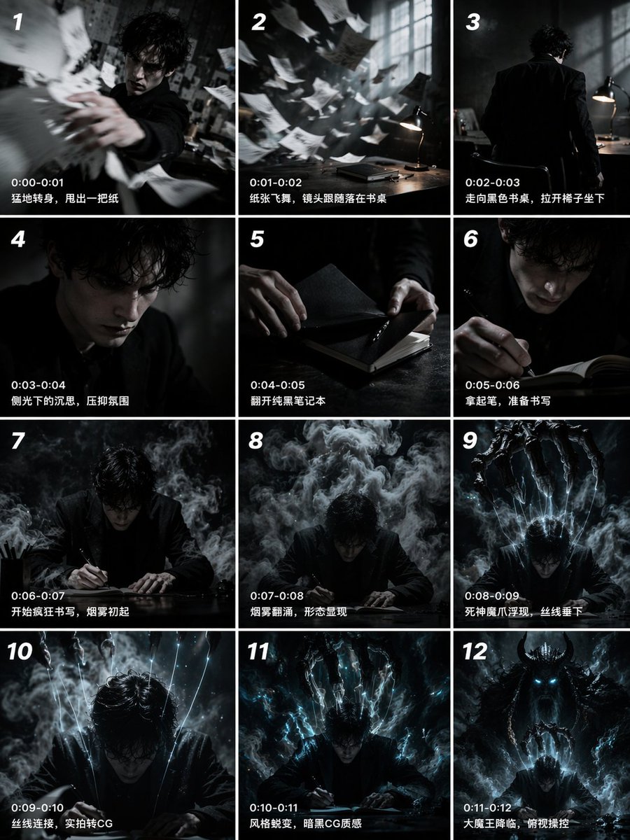 界面稿 GPT Image 2 提示词：12-Panel Cinematic Storyboard Grid