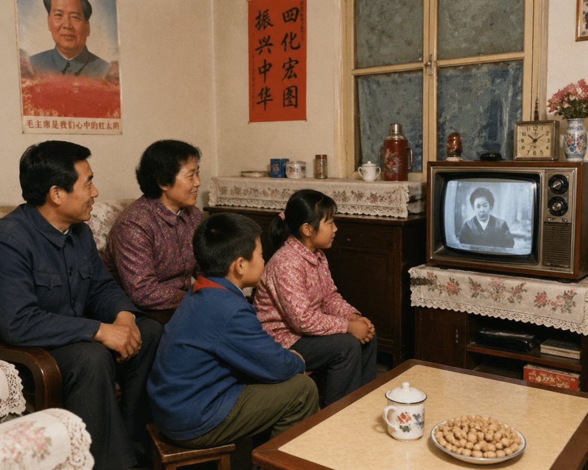 产品视觉 GPT Image 2 提示词：1980s Chinese Family Watching TV