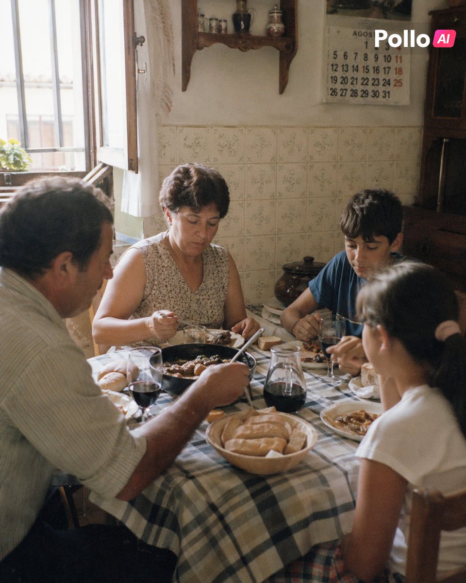 故事绘本 GPT Image 2 提示词：1990s Spanish Family Kitchen Lunch