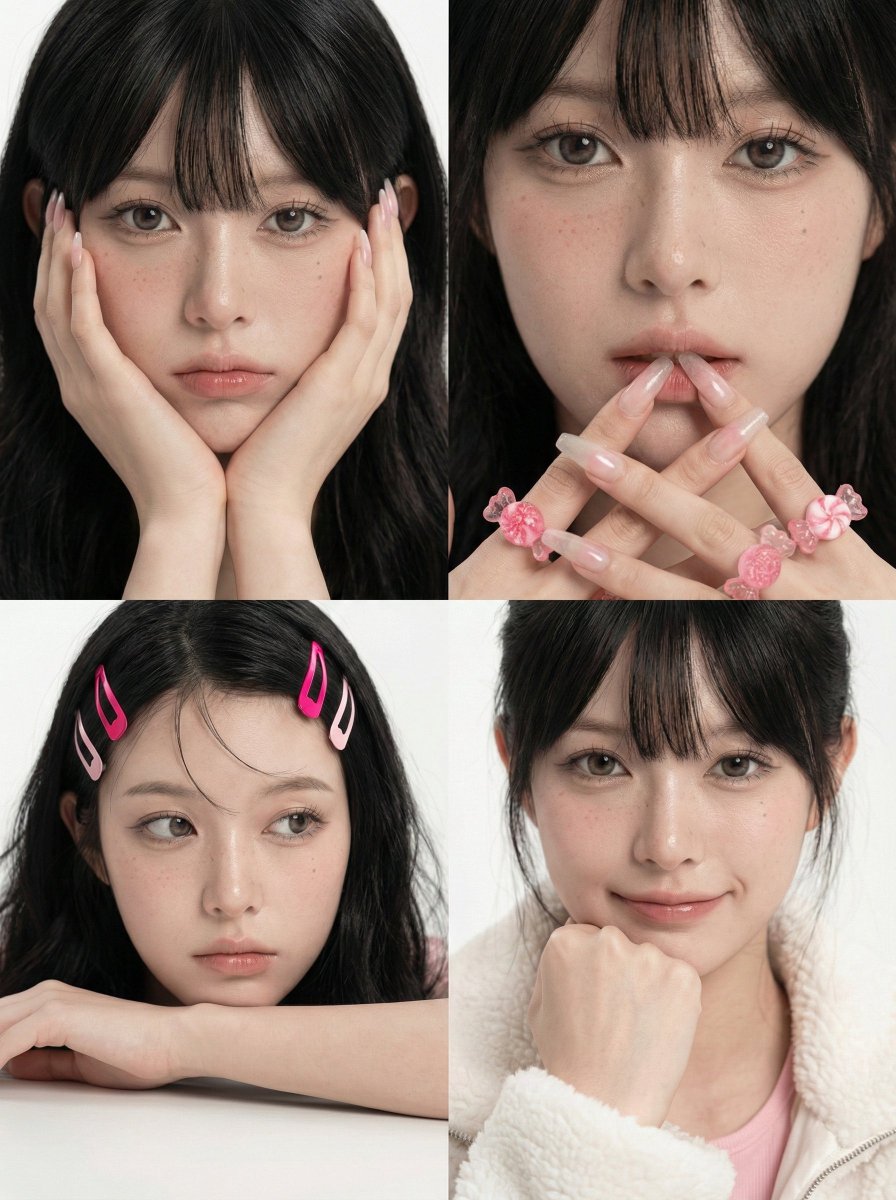 界面稿 GPT Image 2 提示词：2x2 Beauty Portrait Collage