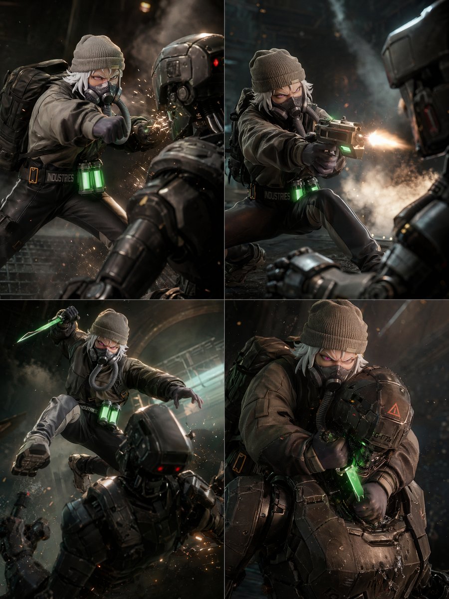 界面稿 GPT Image 2 提示词：2x2 Sci-Fi Combat Action Grid