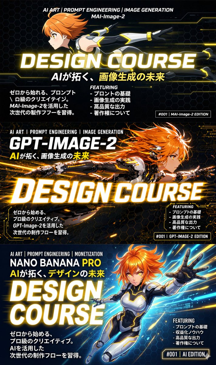 信息图 GPT Image 2 提示词：3-Panel Anime Sci-Fi Course Promo