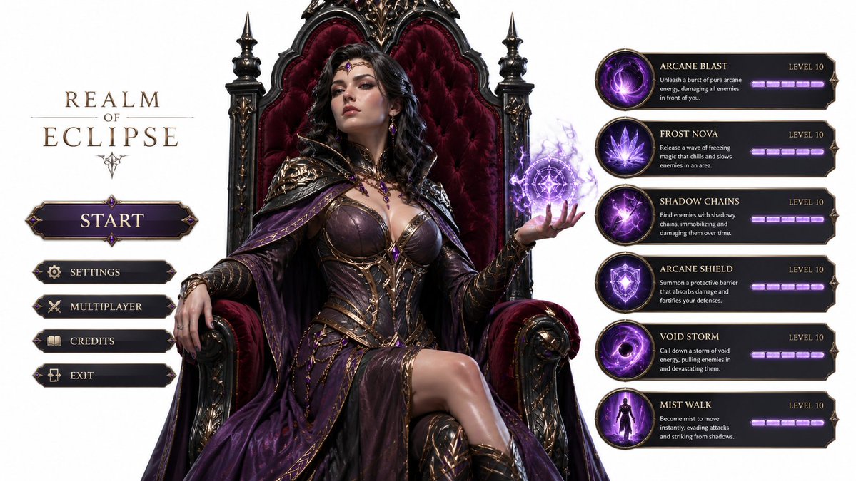 界面稿 GPT Image 2 提示词：3D Gaming Sorceress Character