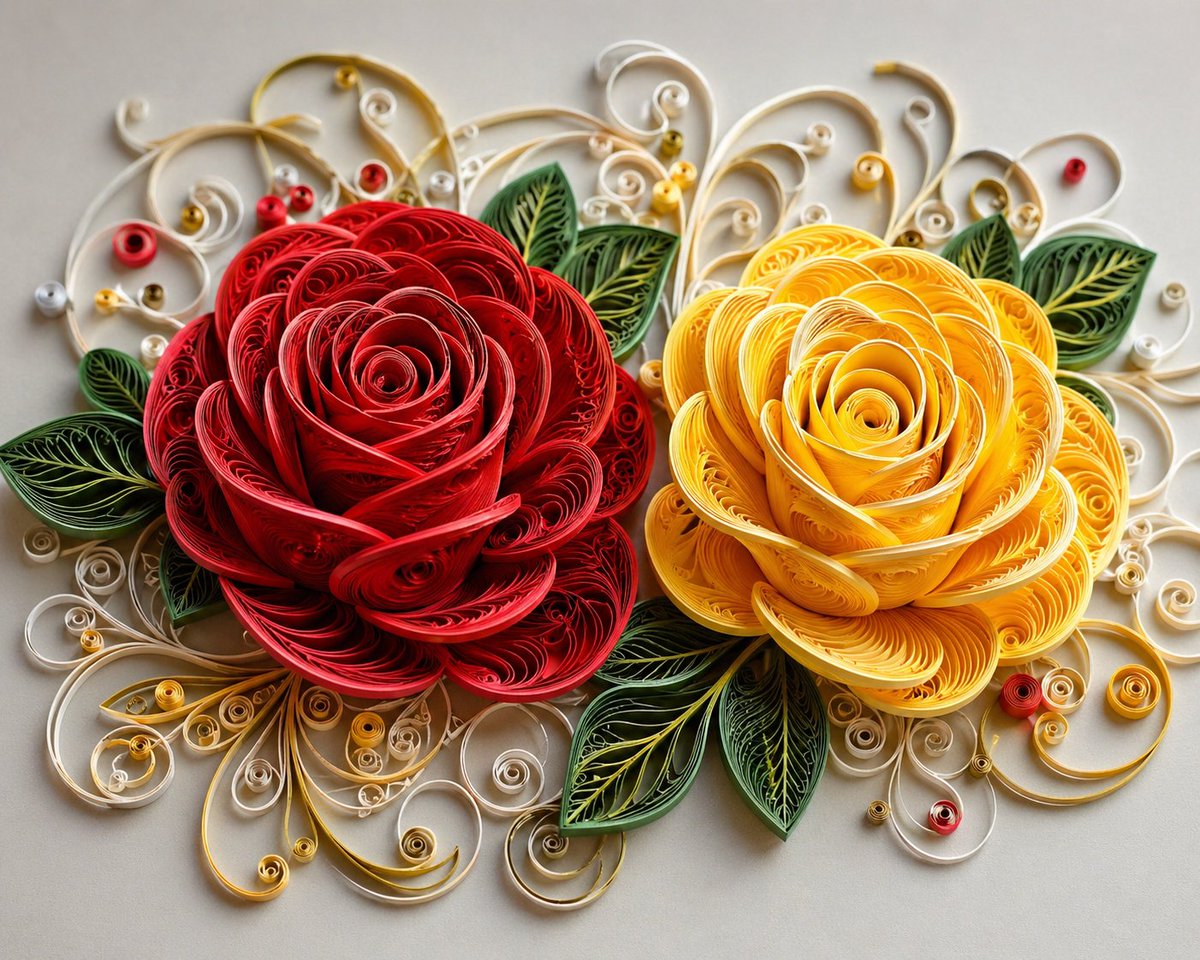 界面稿 GPT Image 2 提示词：3D Paper Quilling Floral Art