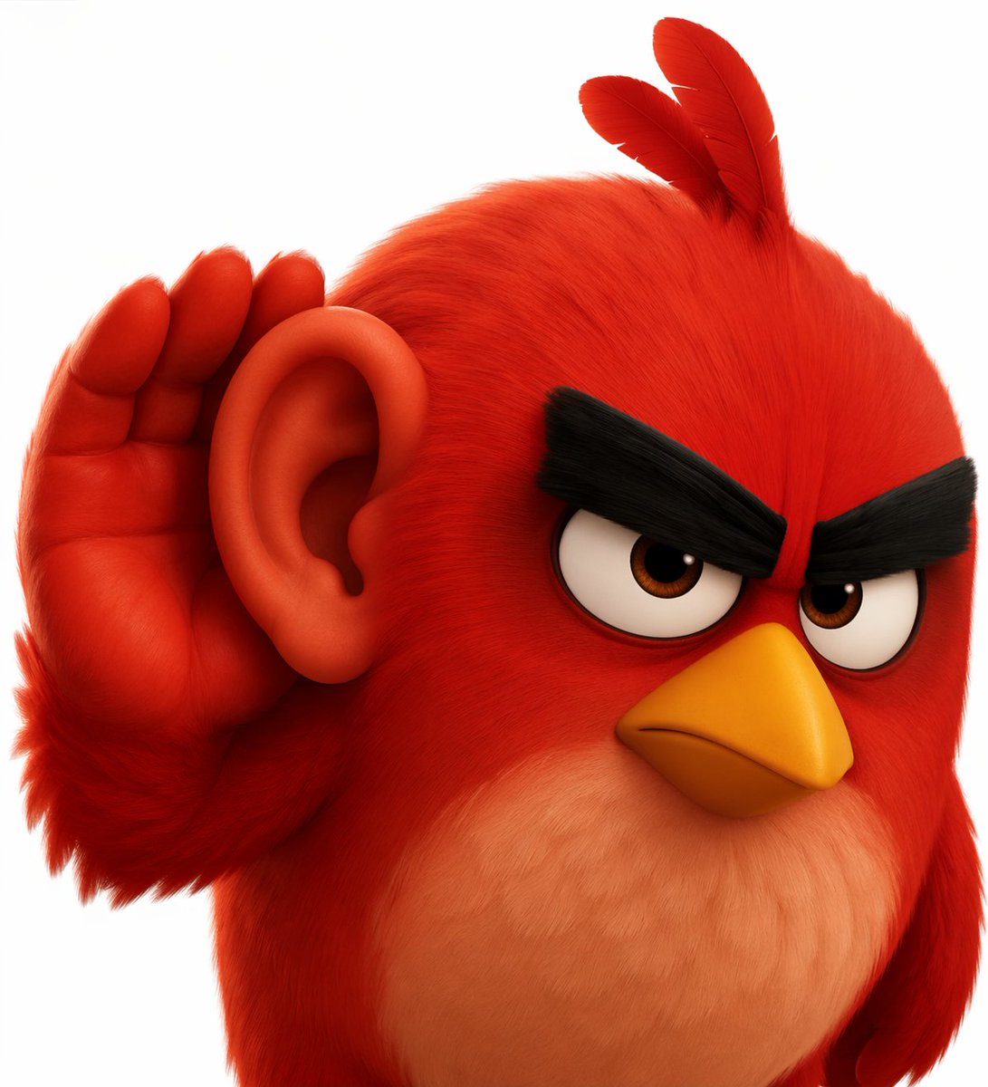 角色设定 GPT Image 2 提示词：3D Red Bird Listening with Human Ear
