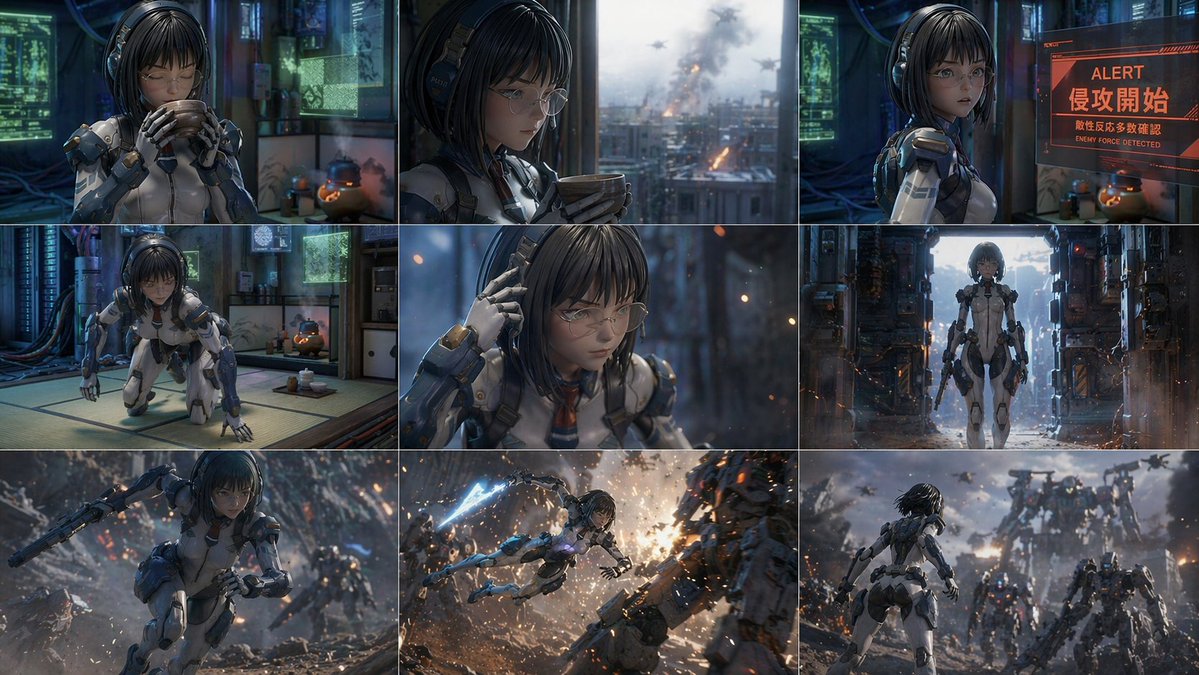 界面稿 GPT Image 2 提示词：3x3 Sci-Fi Action Storyboard