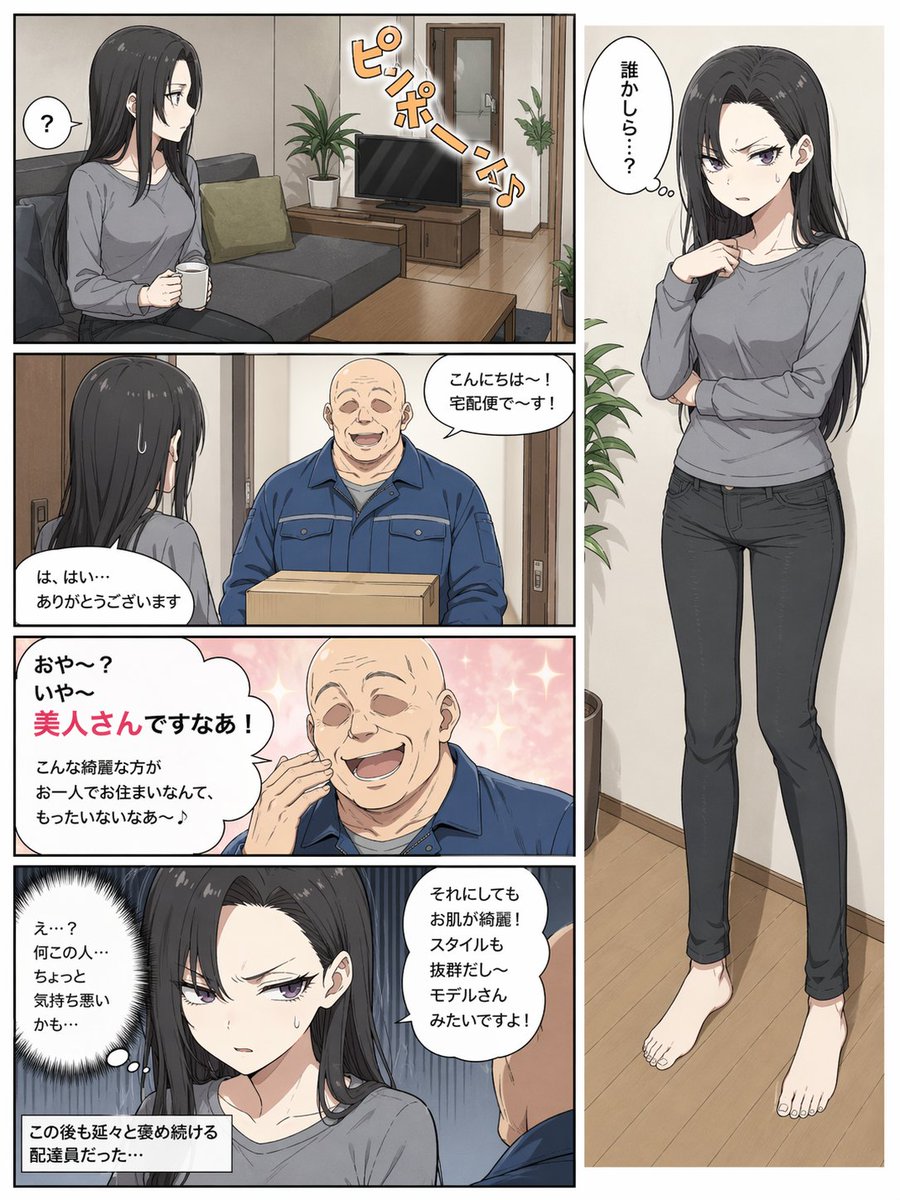 产品视觉 GPT Image 2 提示词：5-Panel Manga Page: Creepy Delivery Man