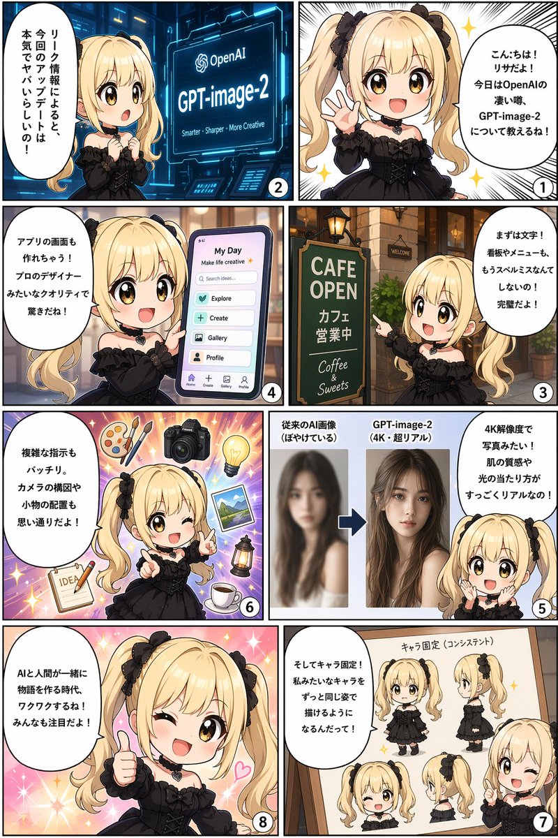 产品视觉 GPT Image 2 提示词：8-Panel AI Feature Explainer Manga