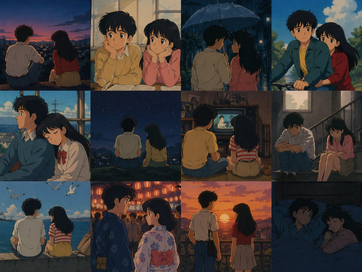 角色设定 GPT Image 2 提示词：80's Anime Style Memory Grid