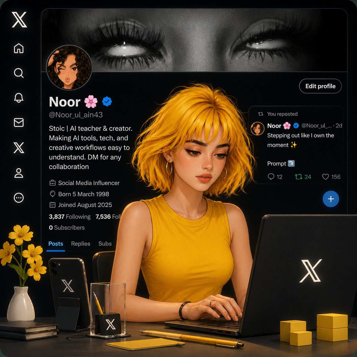 界面稿 GPT Image 2 提示词：Aesthetic Creator Workspace