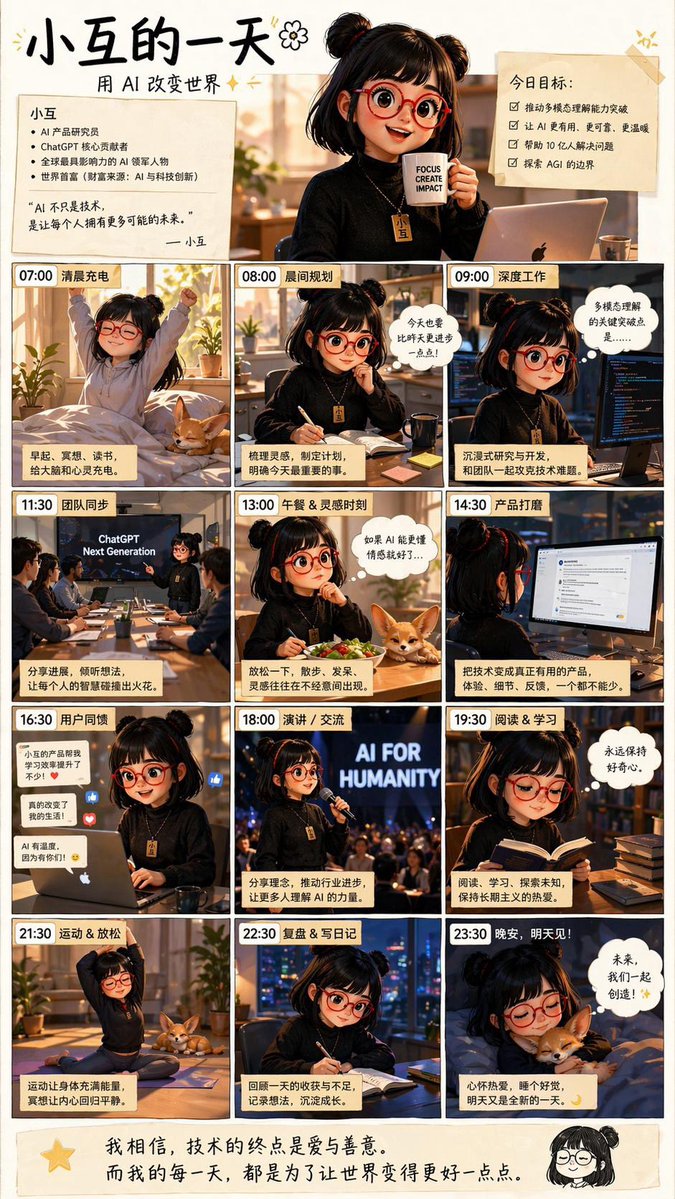 产品视觉 GPT Image 2 提示词：AI Girl Daily Routine Poster