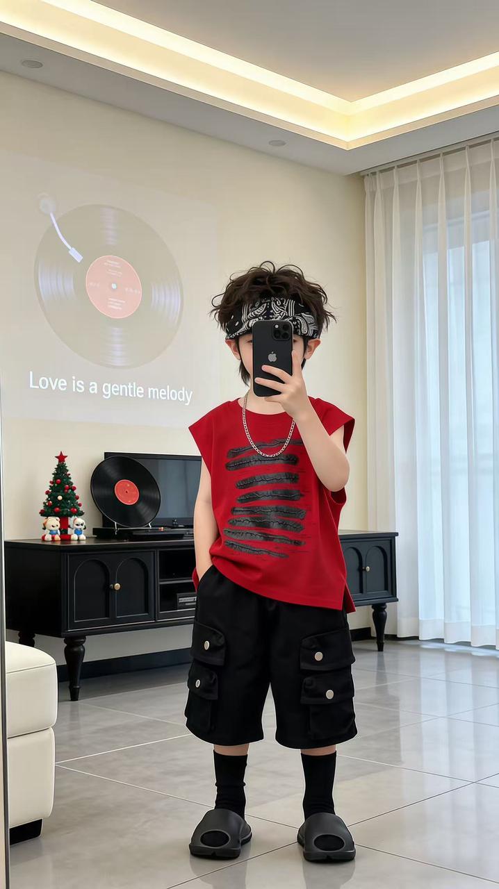 童装穿搭 GPT Image 2 提示词：童装对镜自拍 AI 童装提示词 1