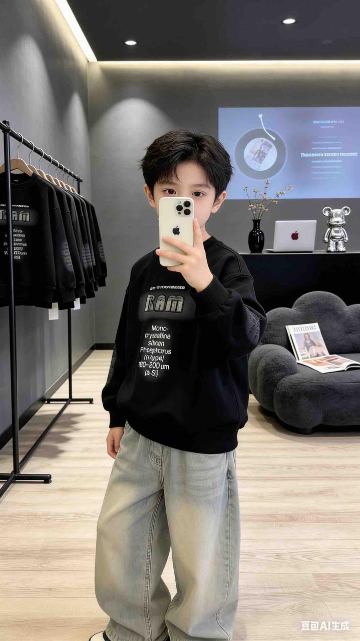 童装穿搭 GPT Image 2 提示词：童装对镜自拍 AI 童装提示词 2