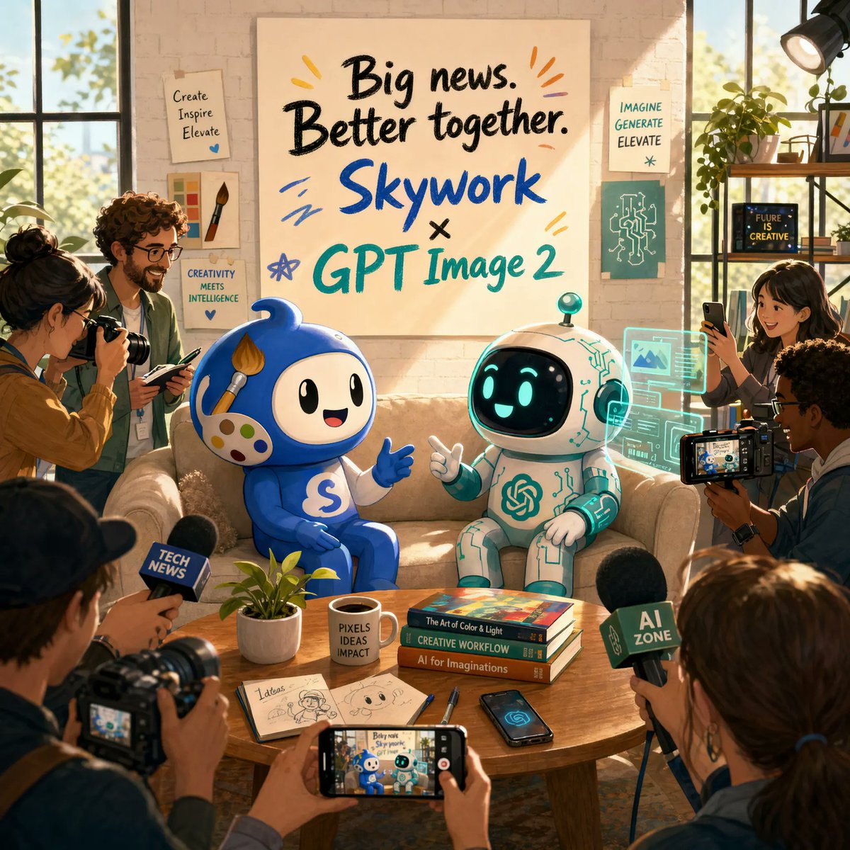 产品视觉 GPT Image 2 提示词：AI Partnership Launch Poster Scene