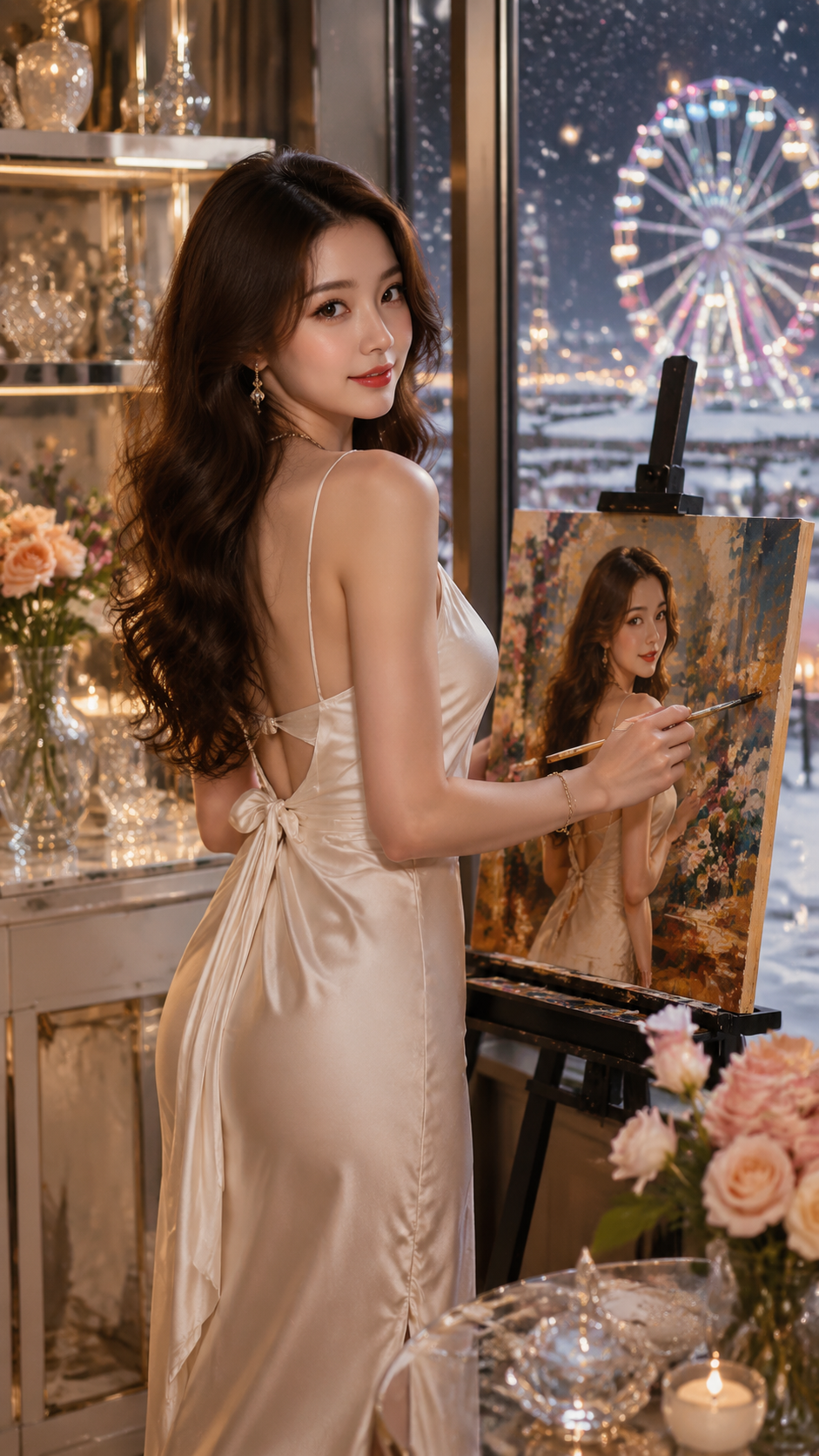 女装穿搭 GPT Image 2 提示词：港风画室雪景 AI 女装提示词