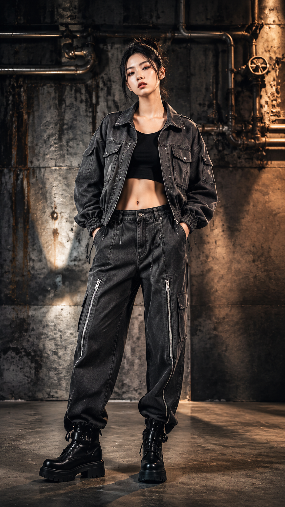 女装穿搭 GPT Image 2 提示词：辣妹工装风 AI 女装提示词