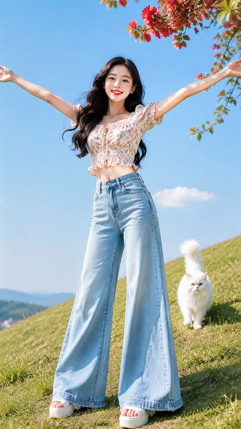 女装穿搭 GPT Image 2 提示词：春日草原少女 AI 女装提示词