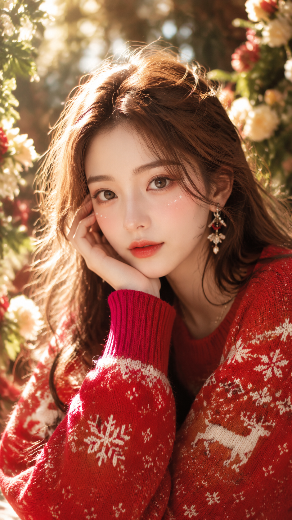 女装穿搭 GPT Image 2 提示词：圣诞氛围美女 AI 女装提示词