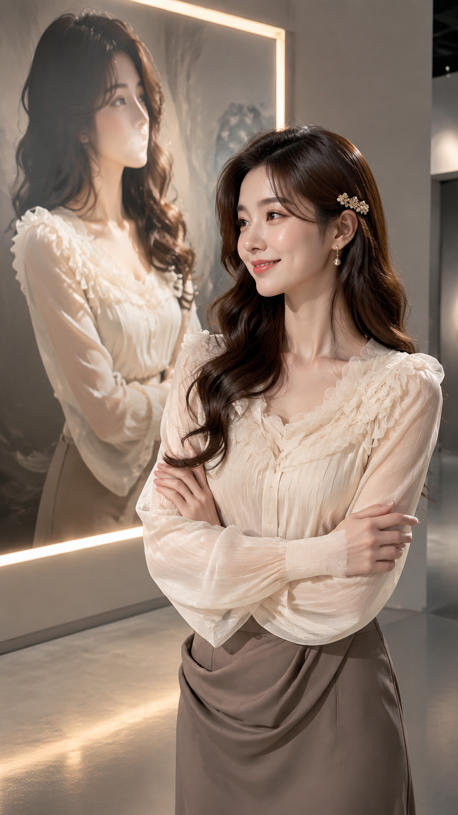 女装穿搭 GPT Image 2 提示词：艺术展厅穿搭写真 AI 女装提示词