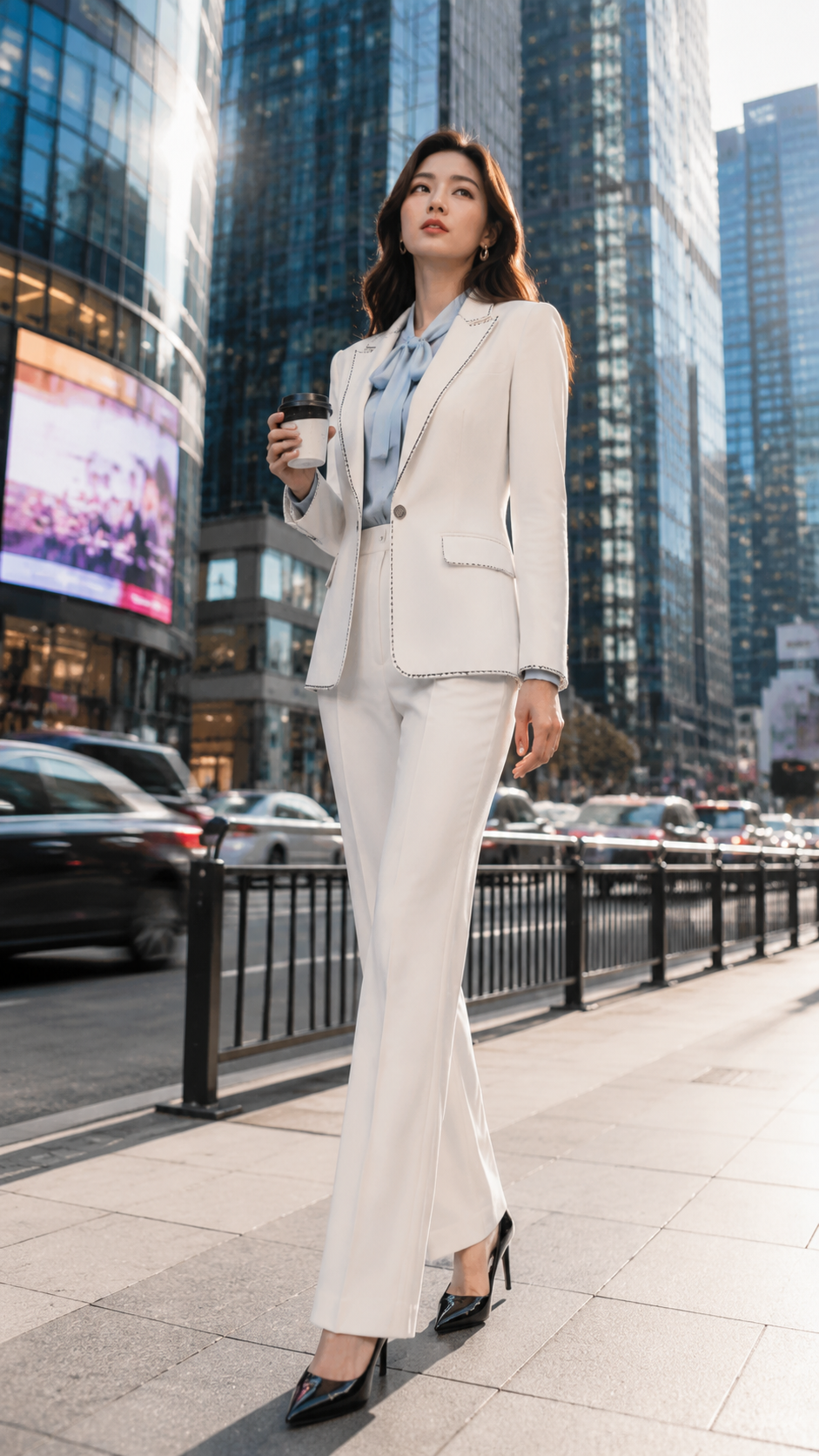 女装穿搭 GPT Image 2 提示词：都市职场穿搭街拍大片 AI 女装提示词