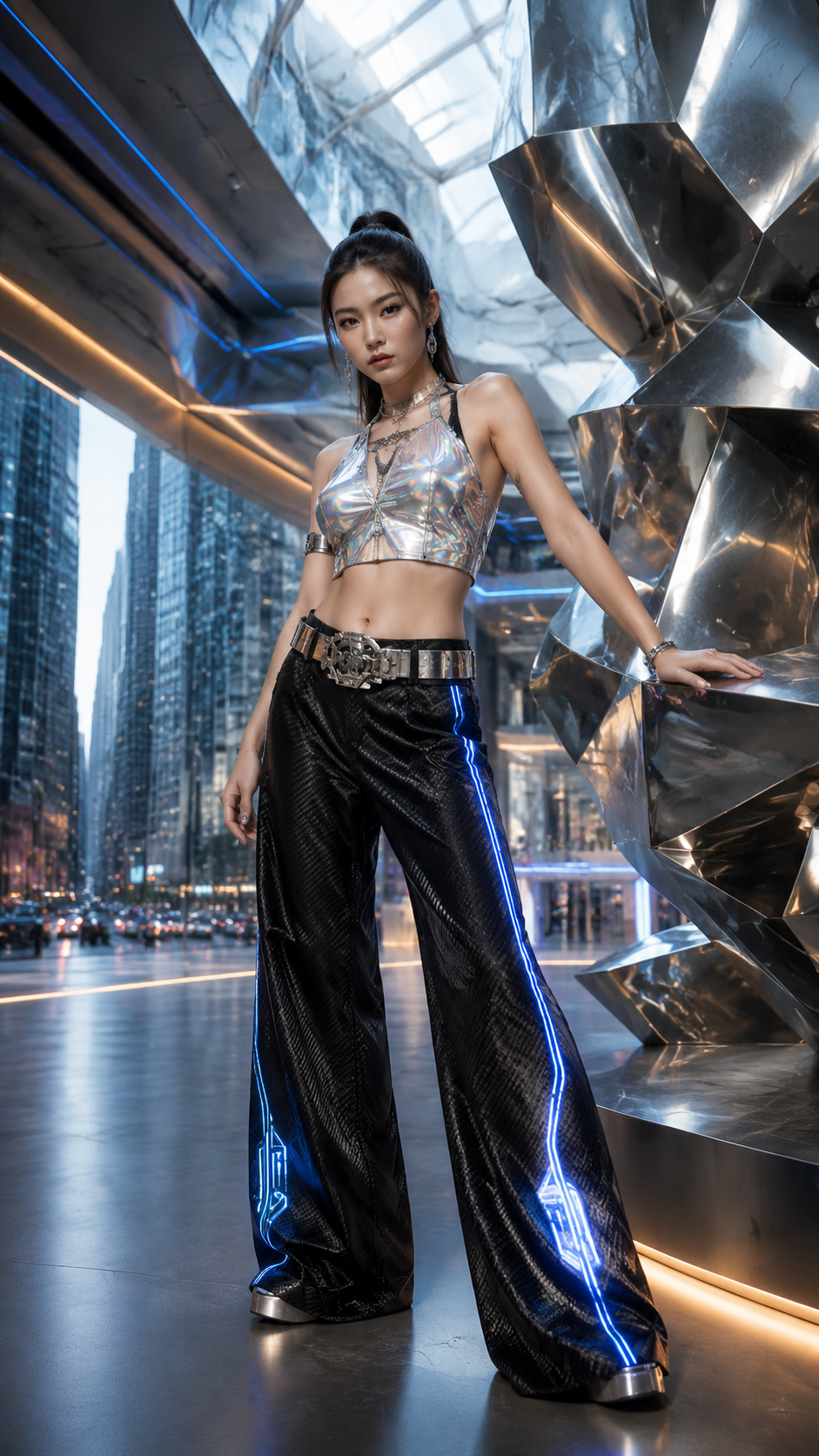 女装穿搭 GPT Image 2 提示词：未来感先锋潮流穿搭大片 AI 女装提示词