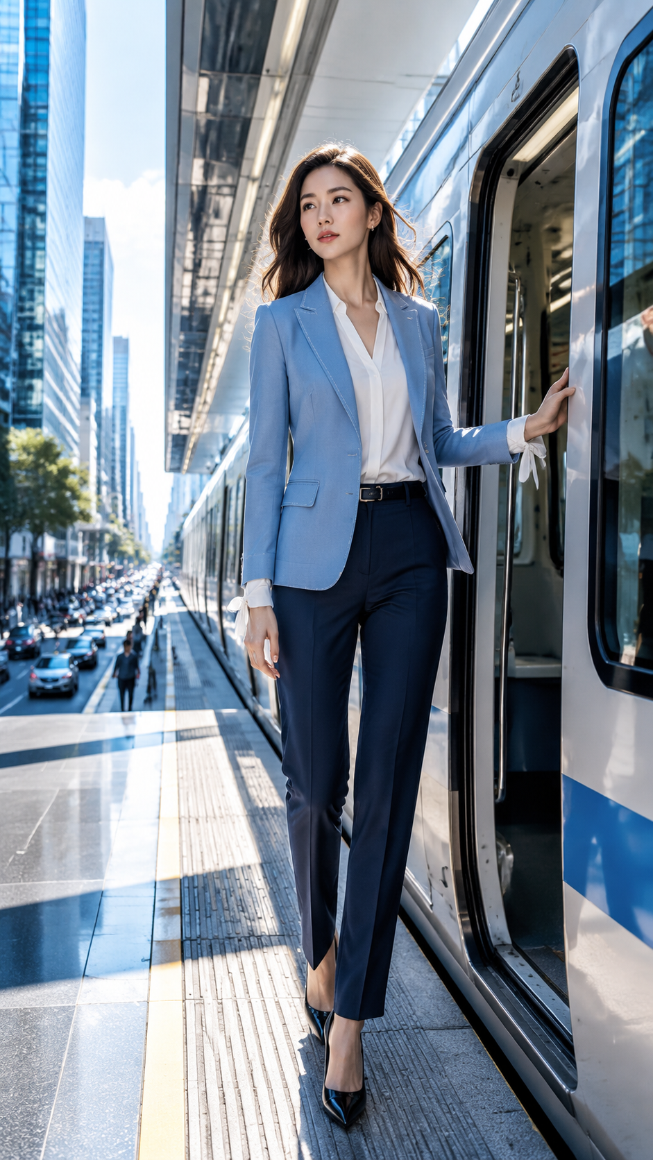 女装穿搭 GPT Image 2 提示词：都市轻轨通勤穿搭 AI 女装提示词