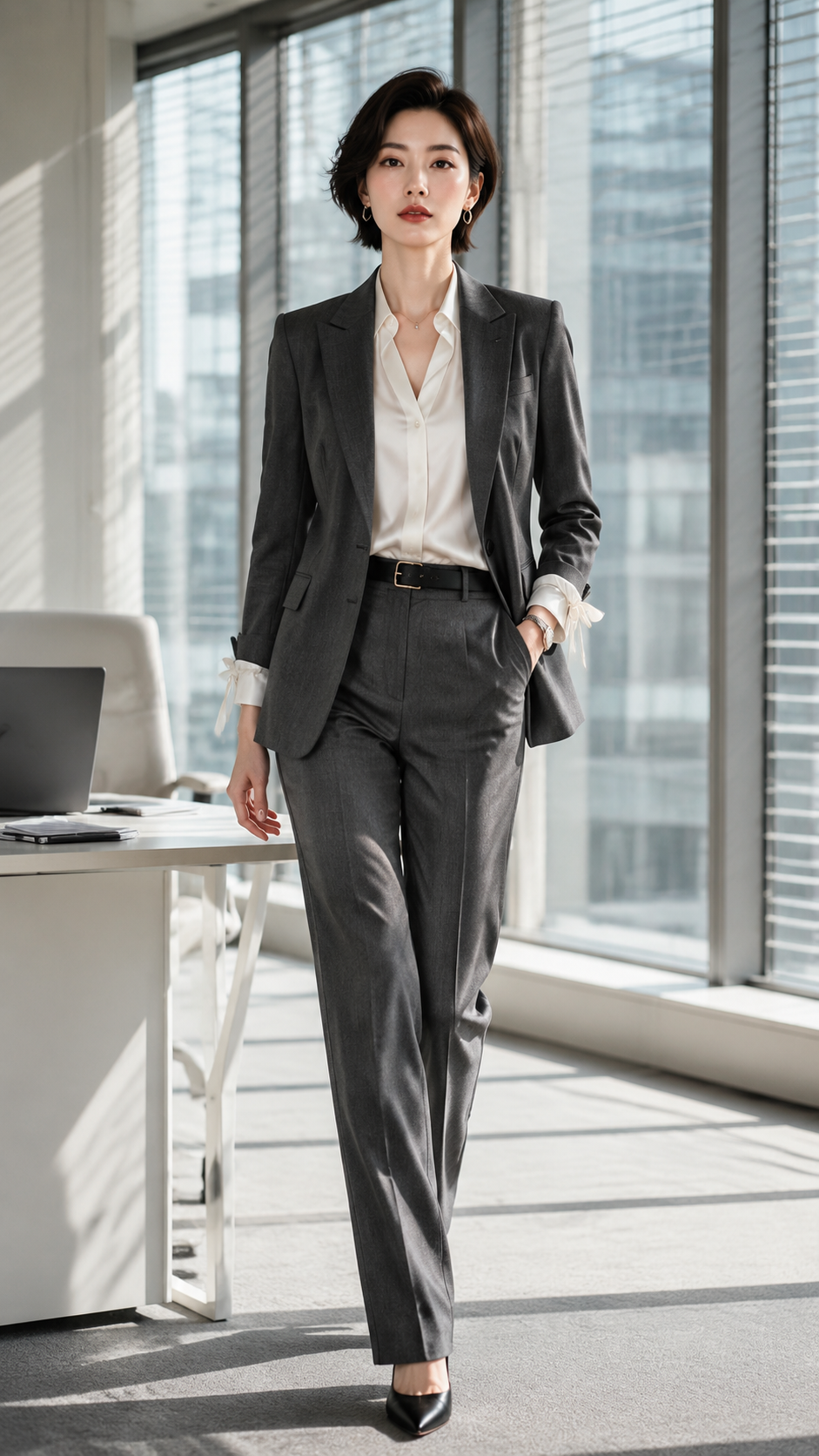 女装穿搭 GPT Image 2 提示词：职场干练风穿搭大片 AI 女装提示词