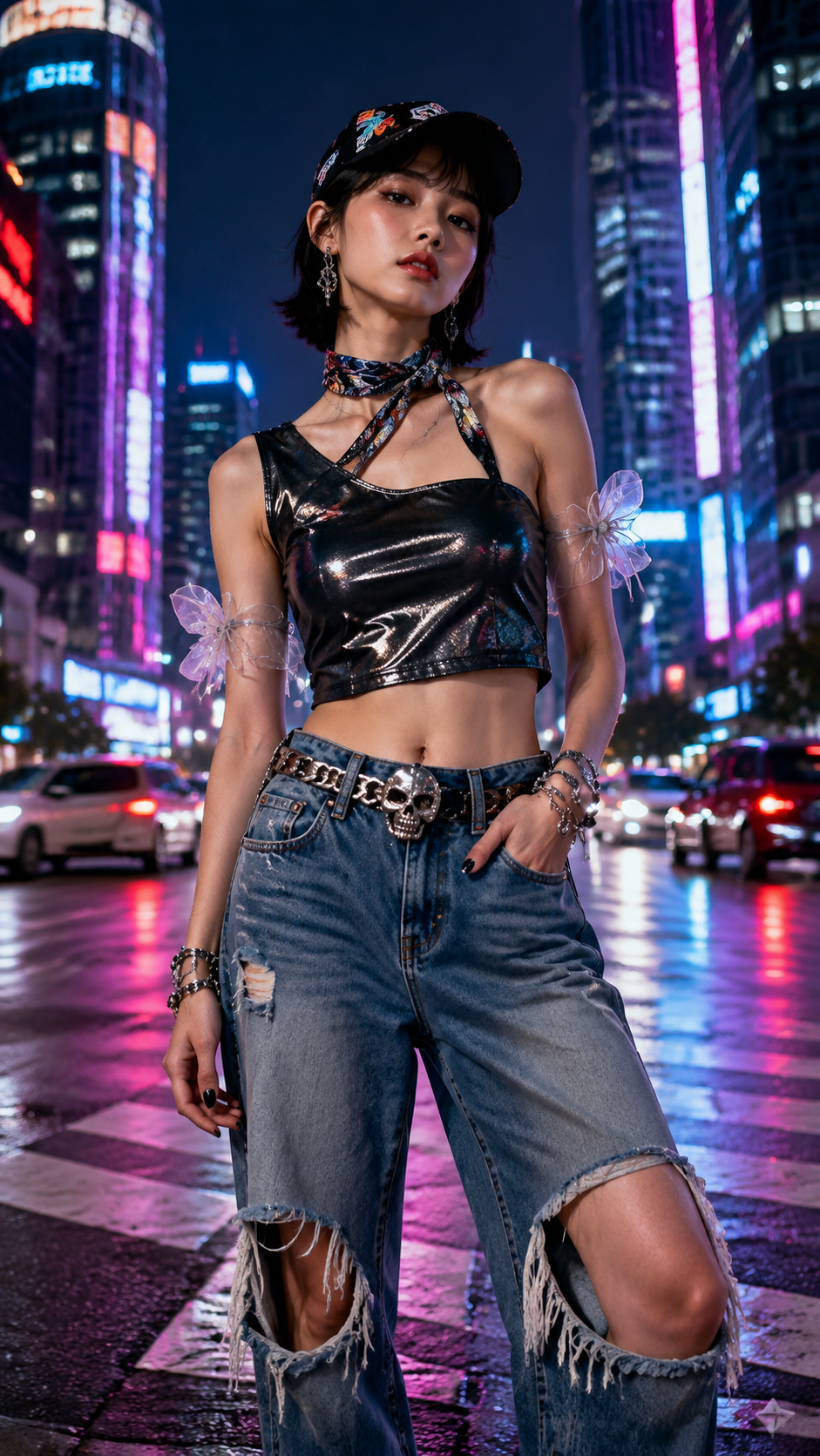 女装穿搭 GPT Image 2 提示词：都市潮流风穿搭大片 AI 女装提示词