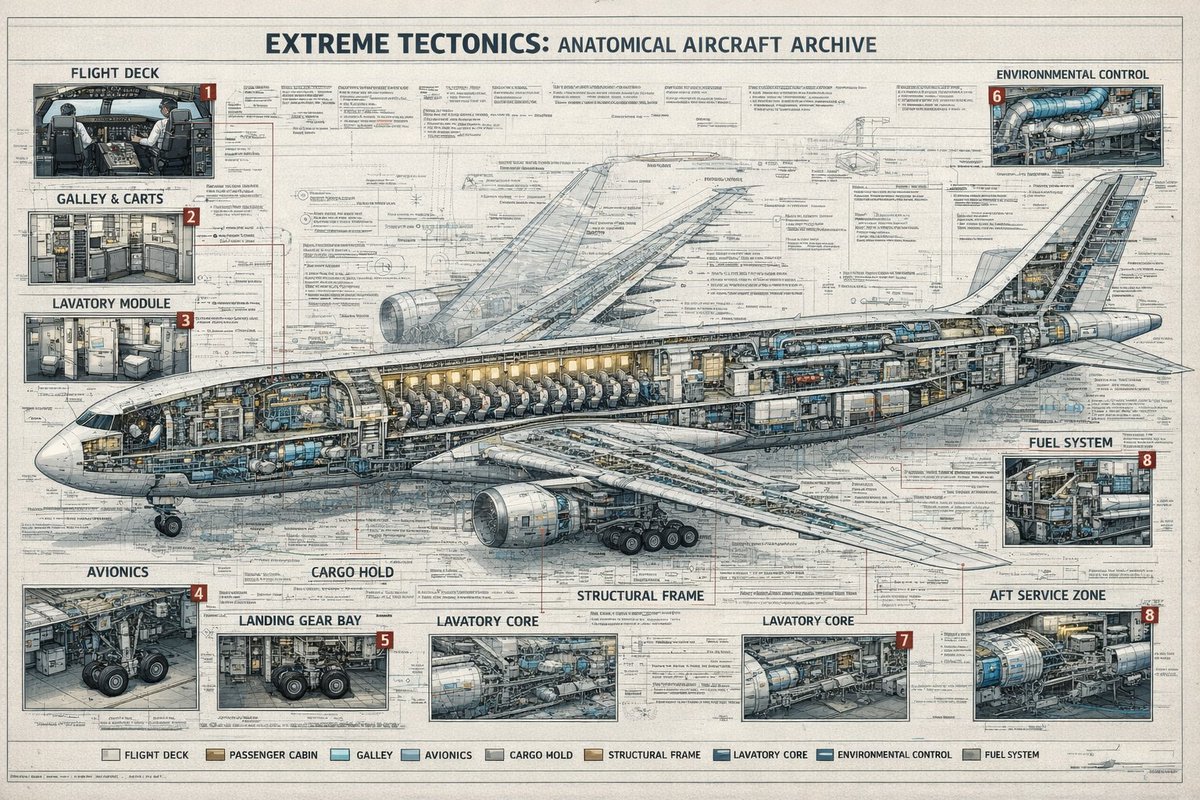 产品视觉 GPT Image 2 提示词：Aircraft Cutaway Archive Poster