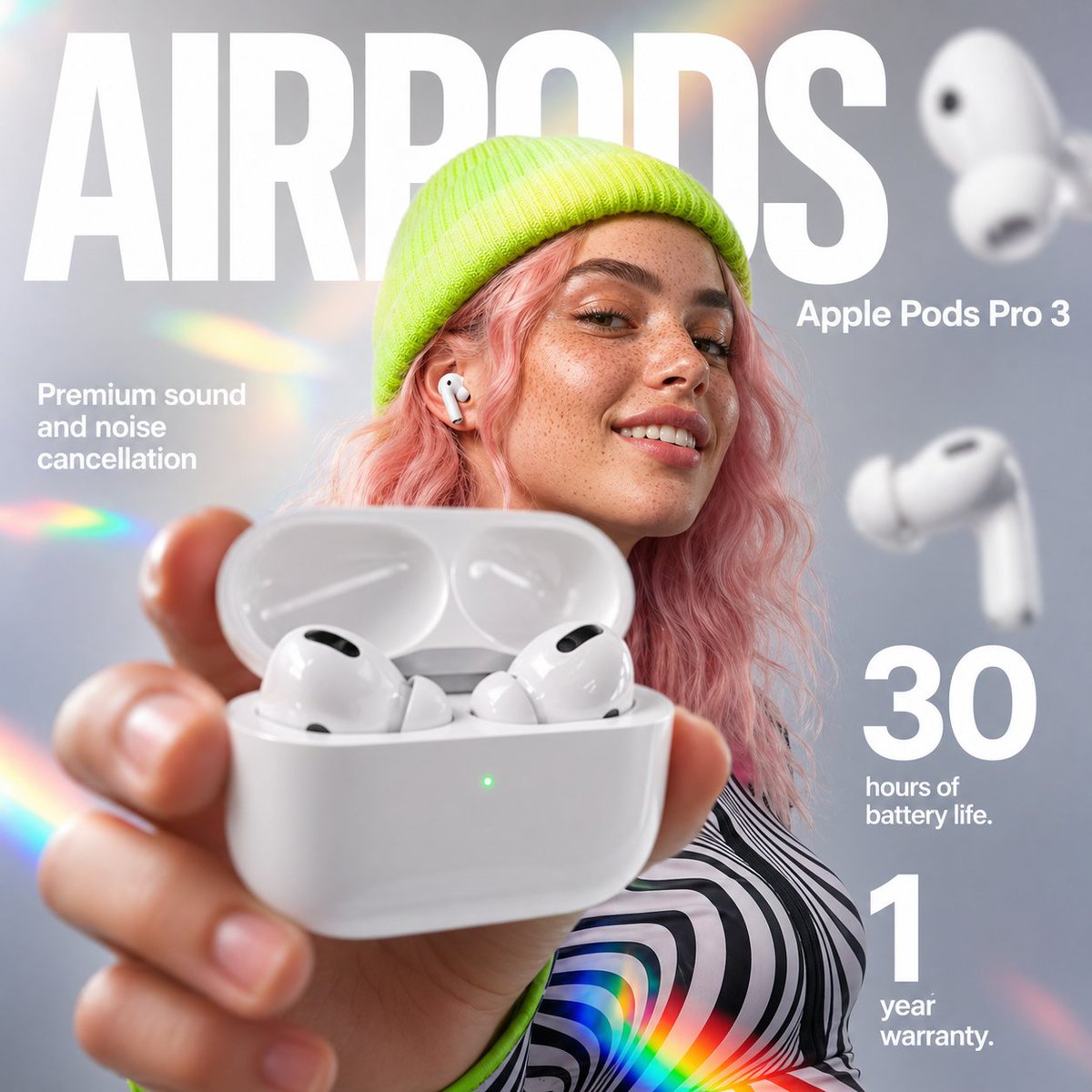 产品视觉 GPT Image 2 提示词：AirPods Style Tech Ad Poster