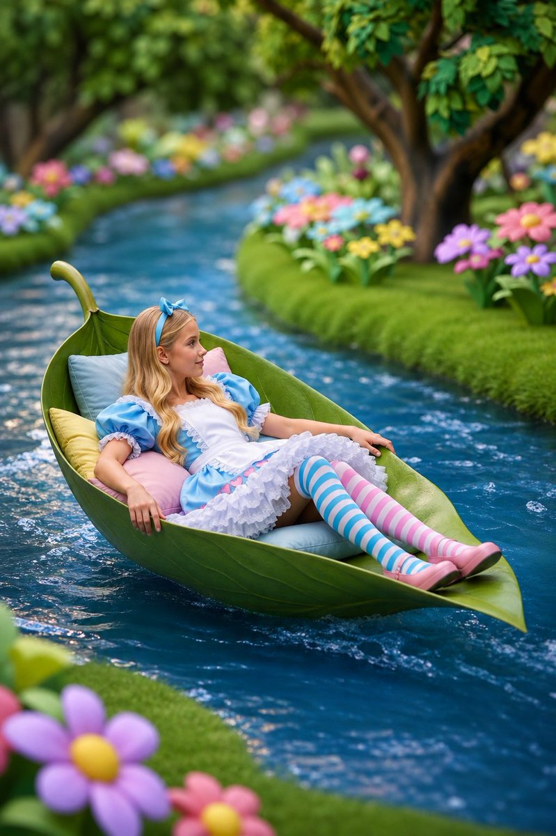 角色设定 GPT Image 2 提示词：Alice-Inspired Leaf Boat Fantasy