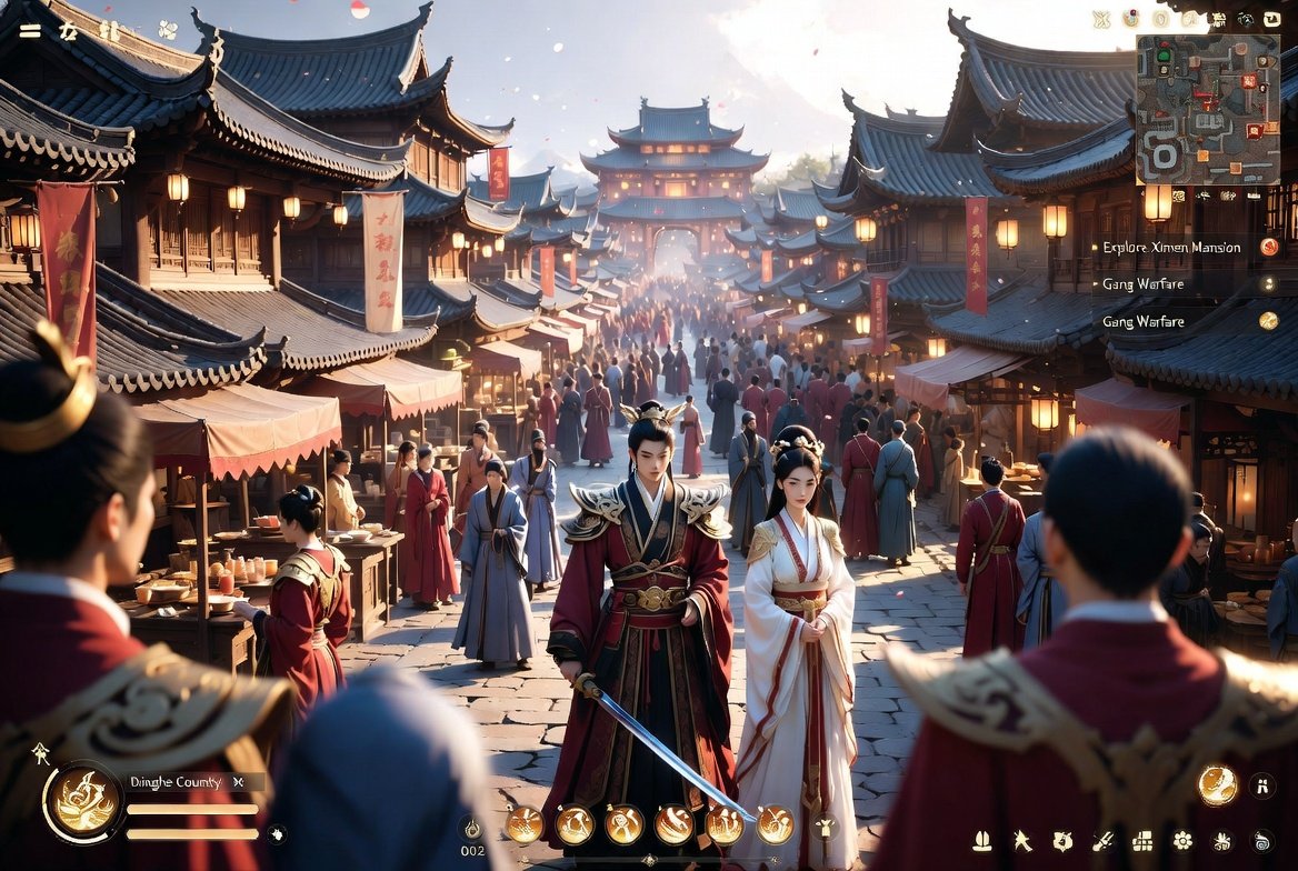 信息图 GPT Image 2 提示词：Ancient Chinese RPG Market Screenshot
