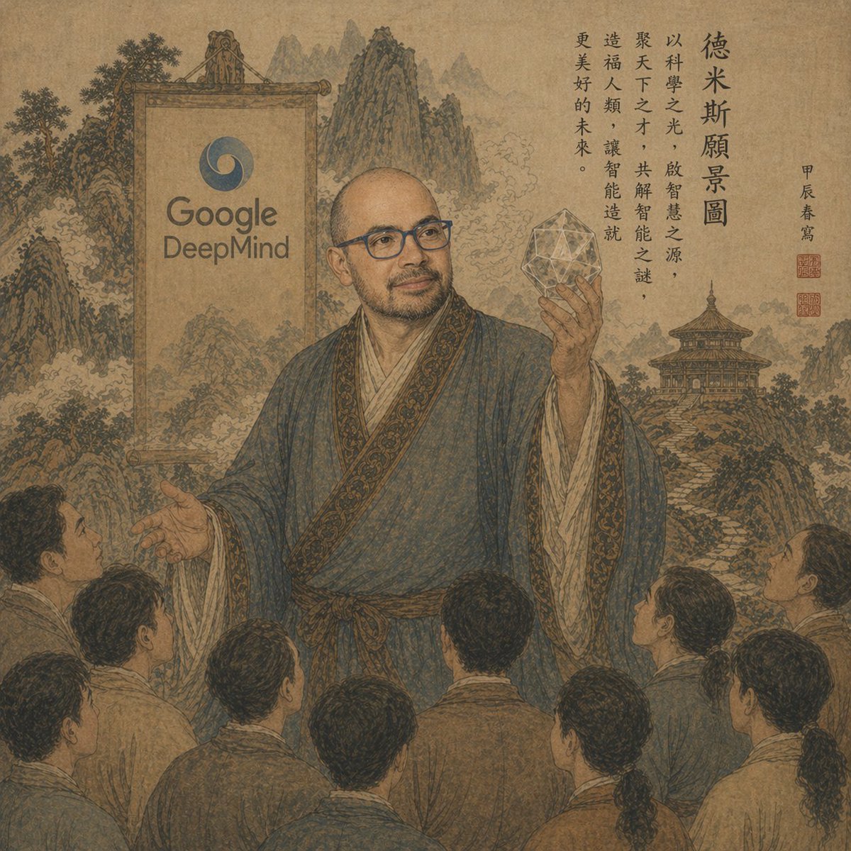 界面稿 GPT Image 2 提示词：Ancient Scroll Google DeepMind Vision