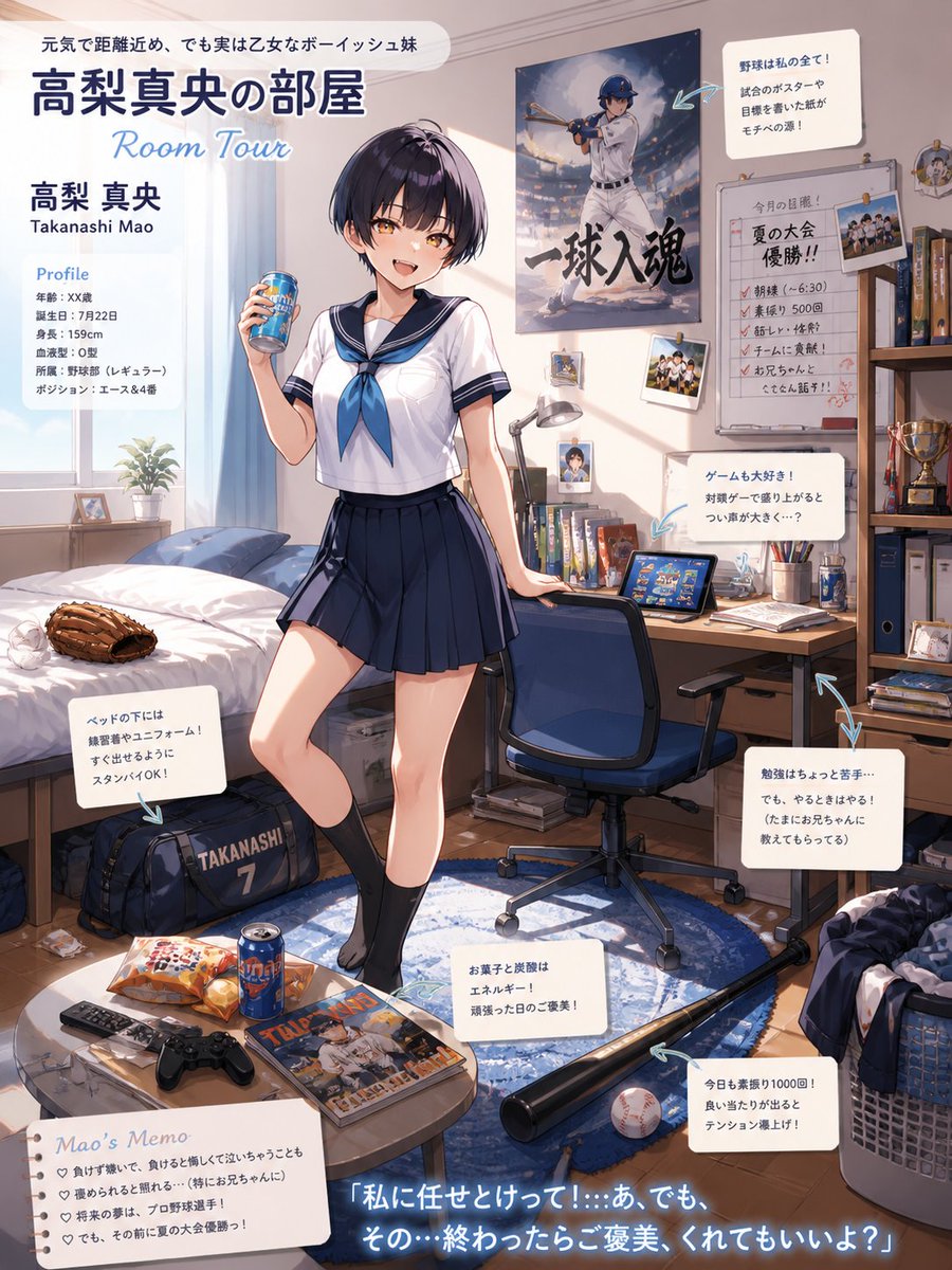 产品视觉 GPT Image 2 提示词：Anime Baseball Sister Room Tour