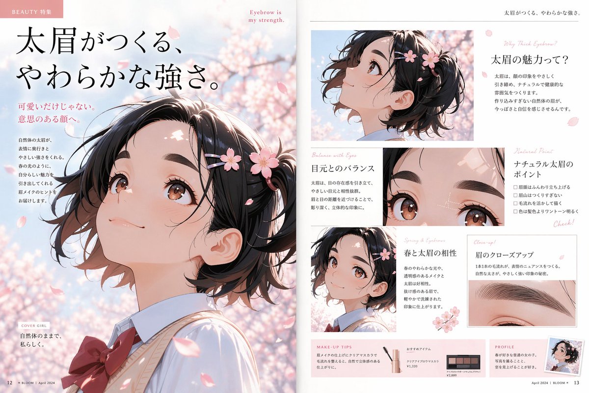 产品视觉 GPT Image 2 提示词：Anime Beauty Magazine Eyebrow Feature