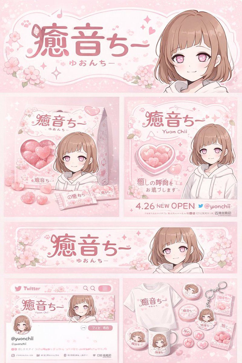 产品视觉 GPT Image 2 提示词：Anime Character Brand Identity & Merch Board