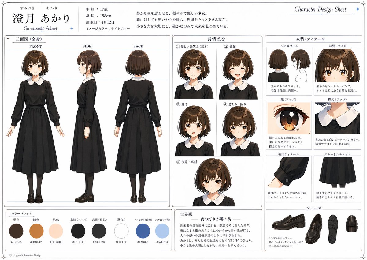 界面稿 GPT Image 2 提示词：Anime Character Design Sheet