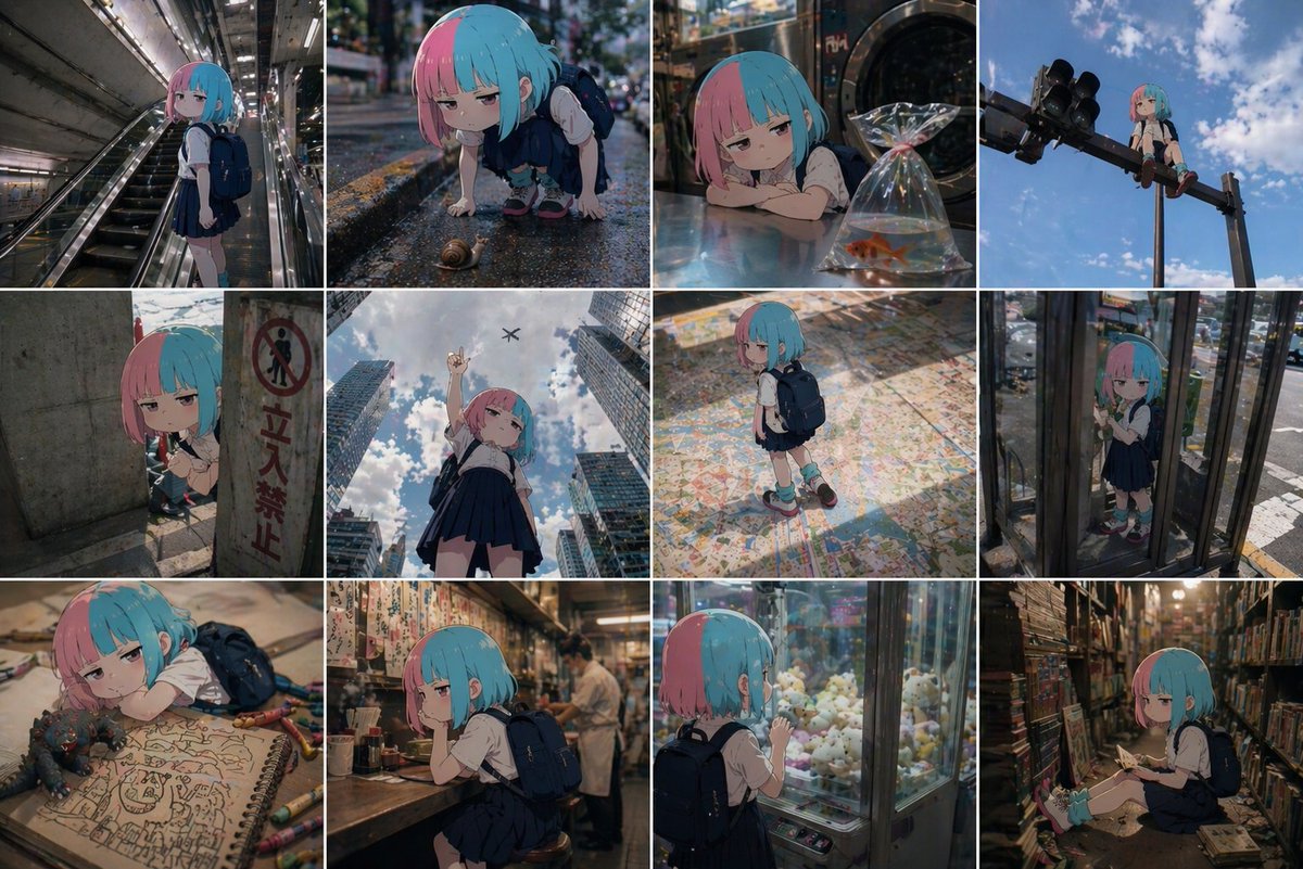 角色设定 GPT Image 2 提示词：Anime Character in Real World Grid
