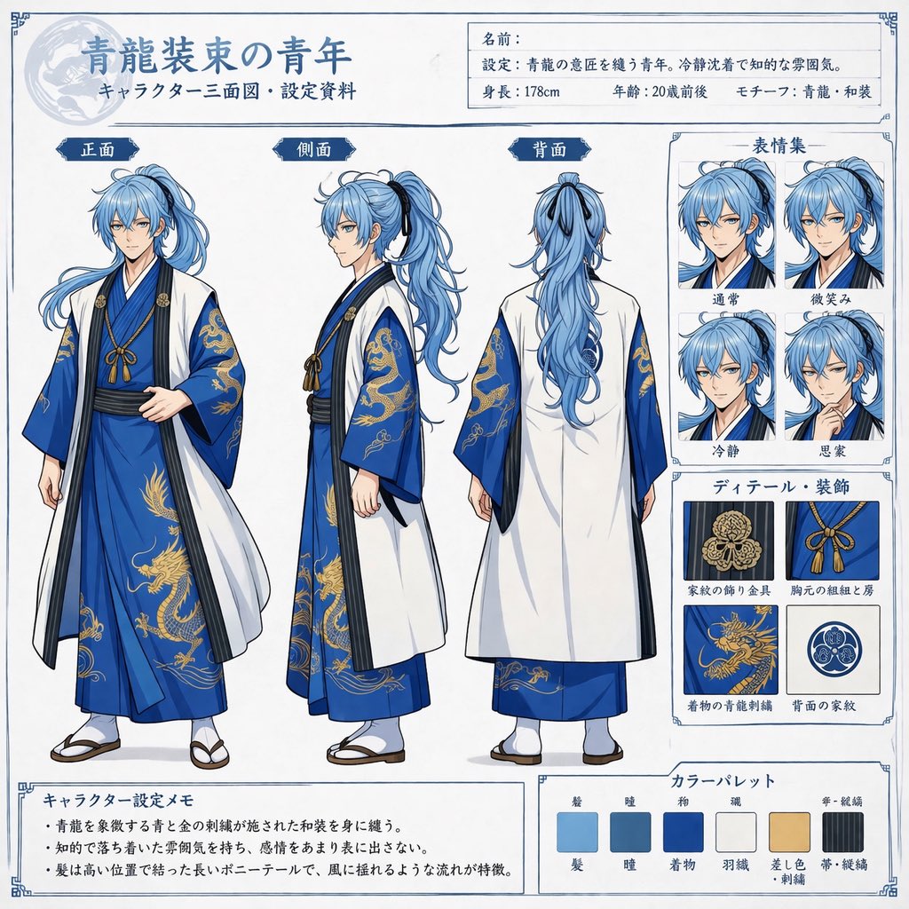 角色设定 GPT Image 2 提示词：Anime Character Reference Sheet