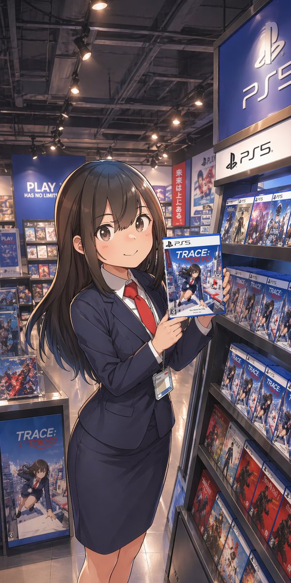 产品视觉 GPT Image 2 提示词：Anime Clerk in PS5 Game Store