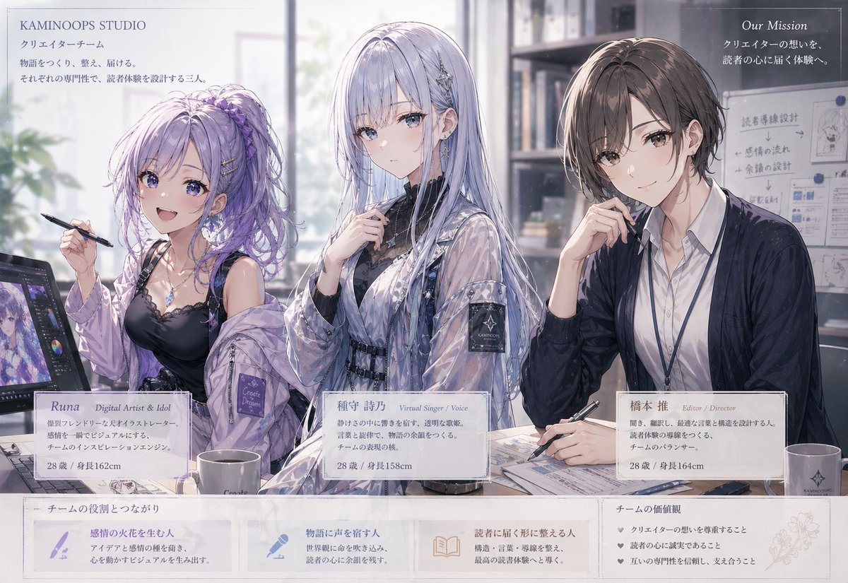 产品视觉 GPT Image 2 提示词：Anime Creative Team Studio Poster