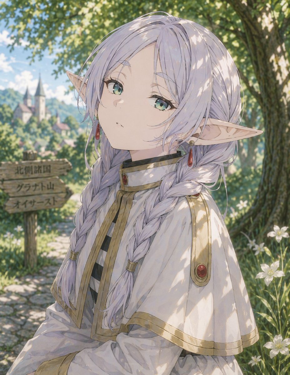 界面稿 GPT Image 2 提示词：Anime Elf Girl on Forest Path