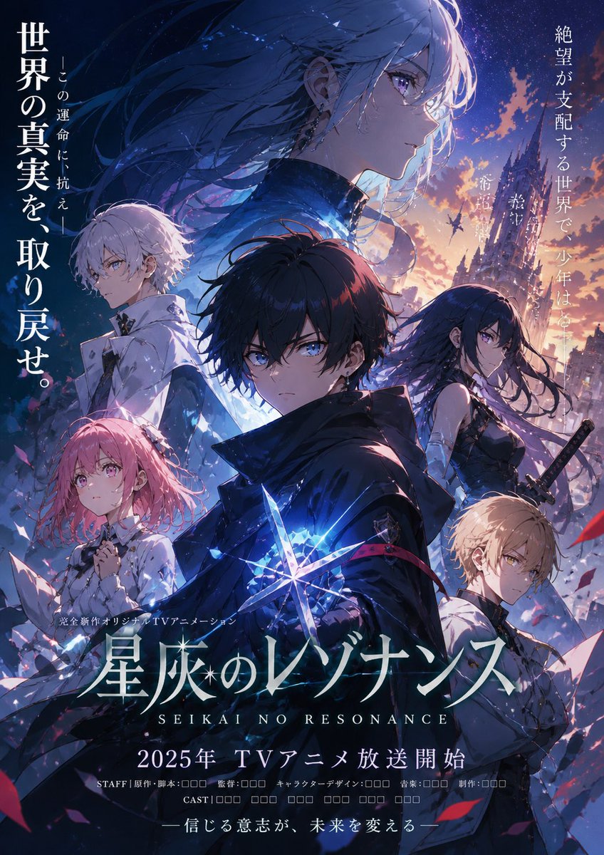 产品视觉 GPT Image 2 提示词：Anime Fantasy Ensemble Poster