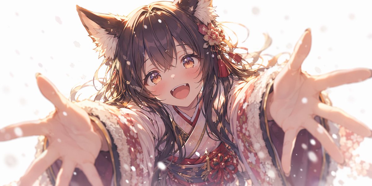 界面稿 GPT Image 2 提示词：Anime Fox Girl Reaching for a Hug