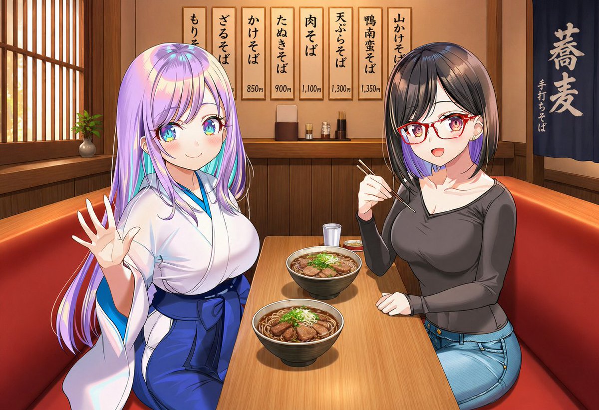 角色设定 GPT Image 2 提示词：Anime Friends Eating Soba