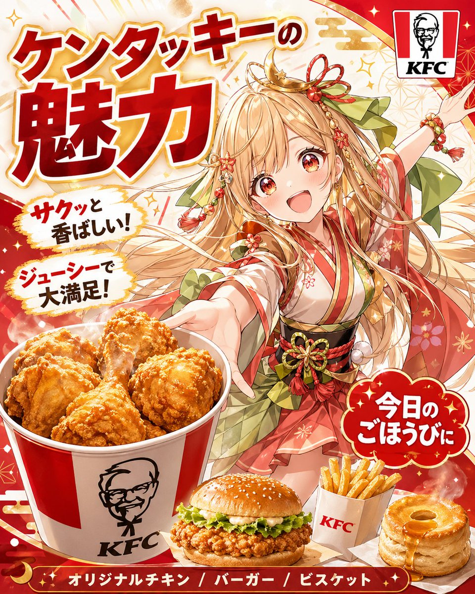 产品视觉 GPT Image 2 提示词：Anime KFC Princess Promo Poster