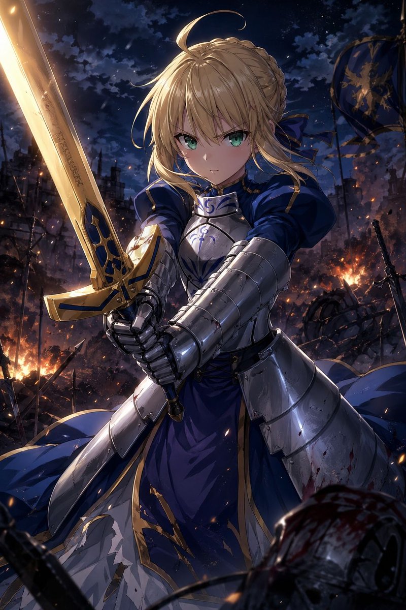 界面稿 GPT Image 2 提示词：Anime Knight King on Burning Battlefield