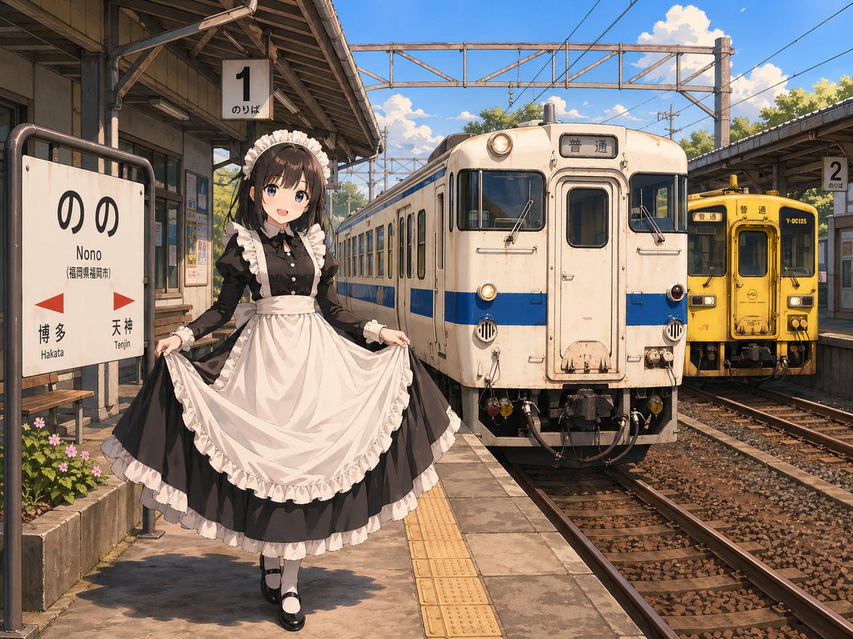 产品视觉 GPT Image 2 提示词：Anime Maid at Rural Train Station