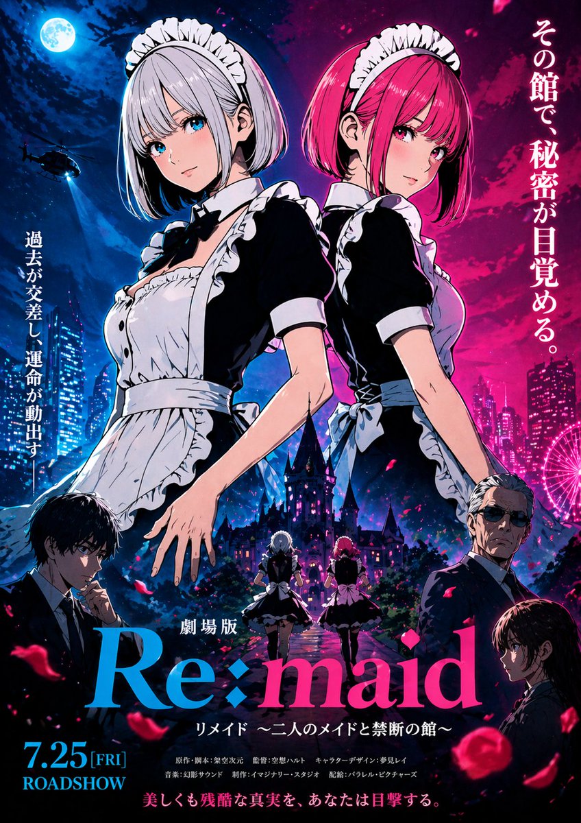 产品视觉 GPT Image 2 提示词：Anime Maid Thriller Movie Poster
