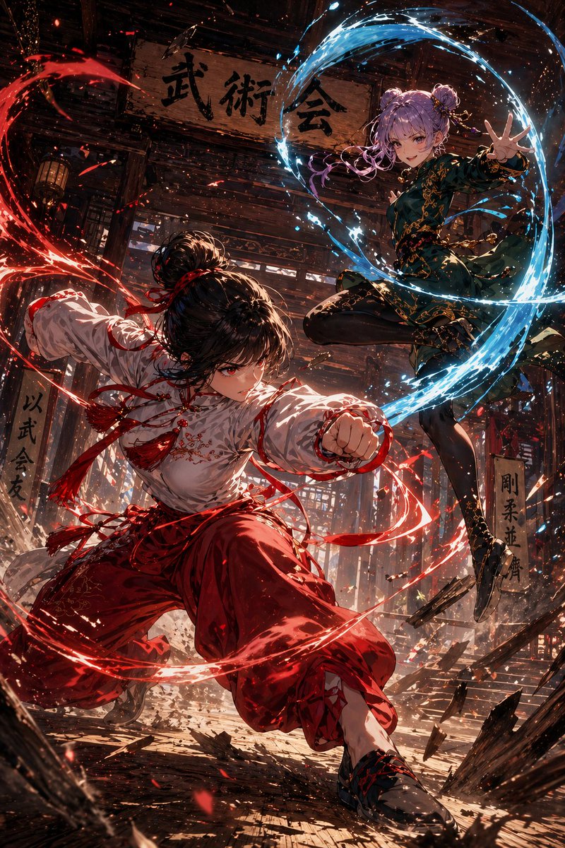 产品视觉 GPT Image 2 提示词：Anime Martial Arts Duel in Dojo
